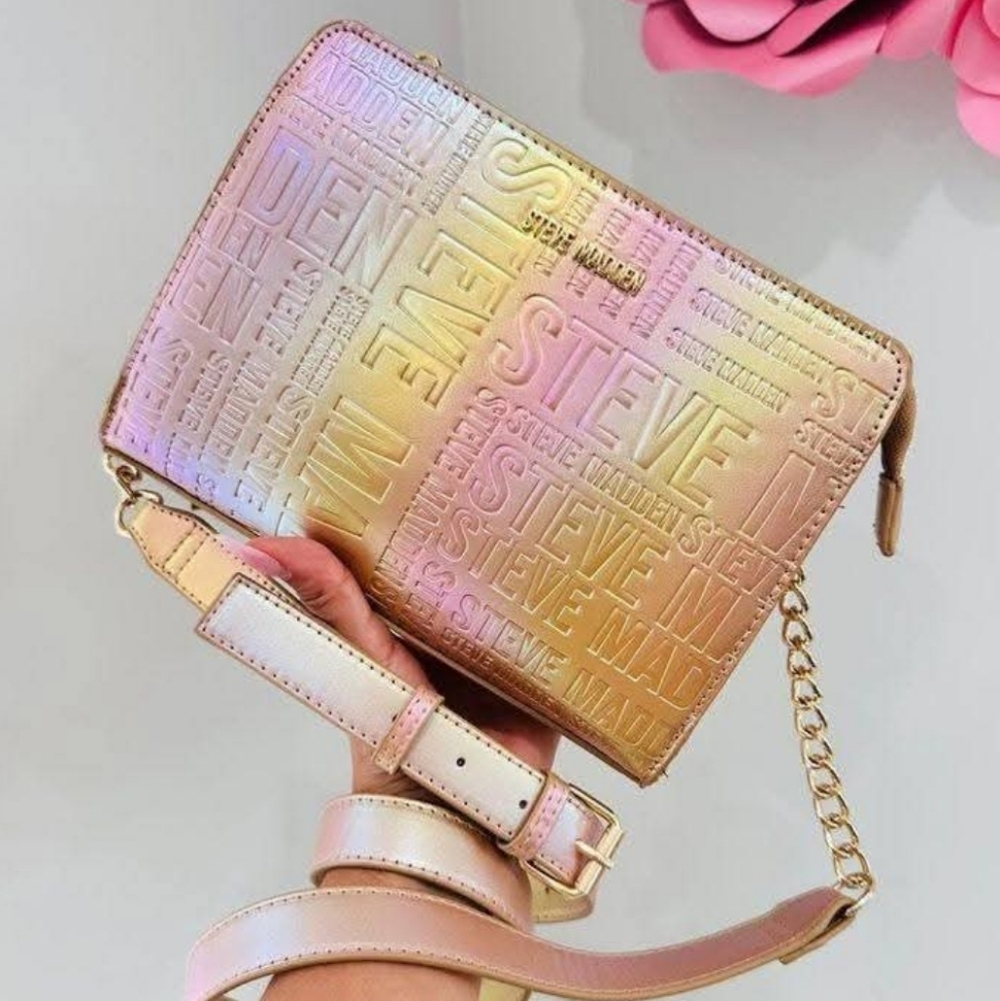 NEW STEVE MADDEN Gold Crossbody Bag.